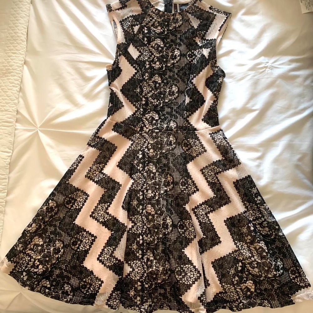 Blush Pink and Black Lace dress